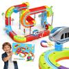 3D Infinity Cube Track Magnetic Electric Train Set for Kids 4 6 7 8,Toy Vehicle Playsets for Toddlers 3-5 Train Set Learning Gift,98 Pcs/2 car view 1