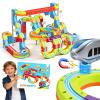 3D Infinity Cube Track Magnetic Electric Train Set for Kids 4 6 7 8,Toy Vehicle Playsets for Toddlers 3-5 Train Set Learning Gift,141 Pcs/2 car view 1