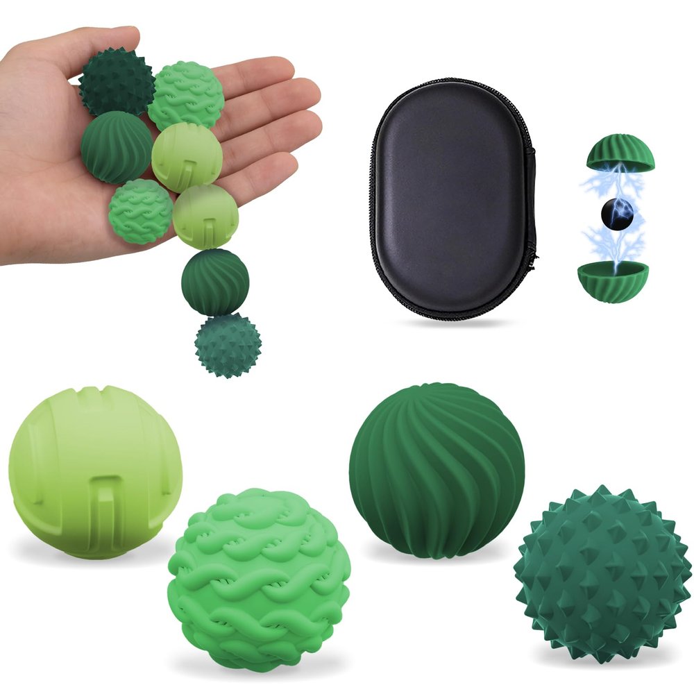 Kkogleam Magnetic Balls Fidget Toy Adults, Silicone Magnetic Balls, Fidget Toys, Office Desk Fidget Balls for Anxiety Relief, Sensory Toy for Fingers Hands (Green-8PCS)