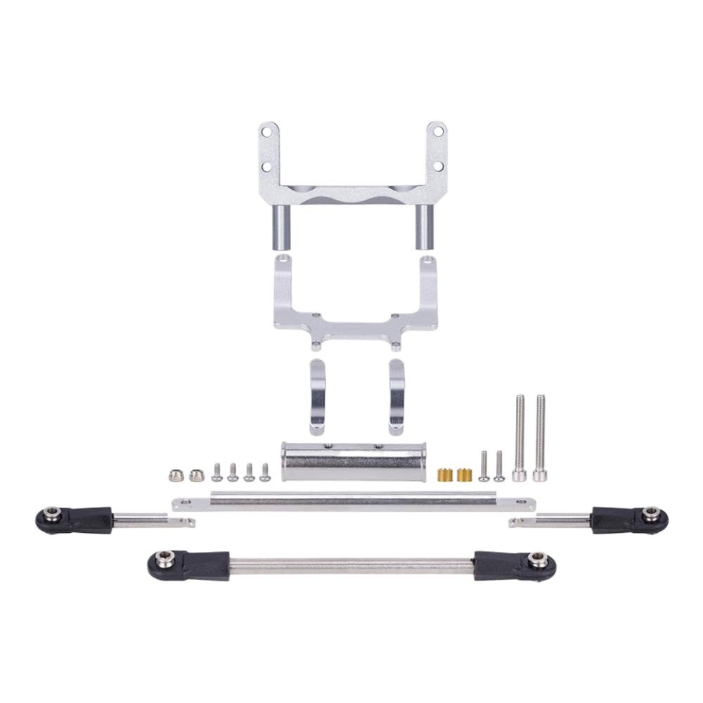 Aluminium SOA Servo Mount and Scale Hydraulic Steering Link for 1/10 RC Crawler FIMONDA ROCKJOCK II Straight Axle Upgrade(Silver)