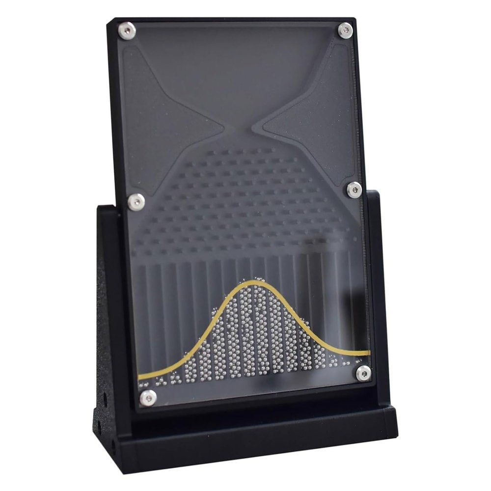 12 * 18cm Probability Demonstrator, Interactive, Normal Distribution Mathematical Model, Effective Statistical Law Demonstration for Educators Students(Black with Gold Curves)