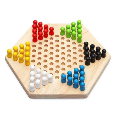 GOTOTOP Portable Chinese Checker Game Set, Rubber Wood, Colorful Checkers, Family Fun and Brain Training Game for Kids and Adults