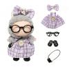 17cm Doll Clothes Set with Glasses Shoes Purse Accessories, Cute Dress Up Outfits for Labubu Doll Decoration Collection (Purple Dress Set) view 1