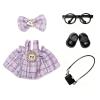 17cm Doll Clothes Set with Glasses Shoes Purse Accessories, Cute Dress Up Outfits for Labubu Doll Decoration Collection (Purple Dress Set) view 3
