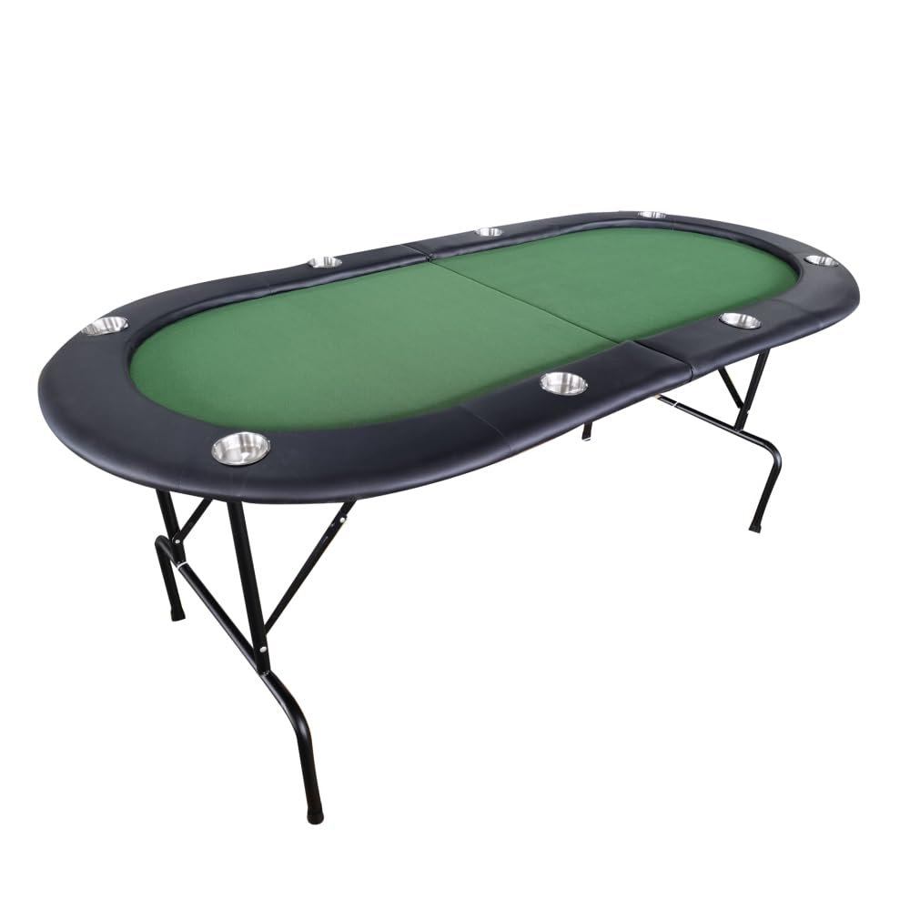 lafengyan Modern Foldable Poker Table with Padded Rails, Built-in Cup Holders, and Smooth Playing Surface for Home Game Nights