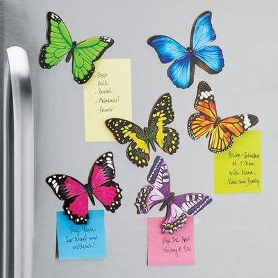 Danmusaa 6-Piece Colorful Butterfly Magnets Set-Size- 4 1/2" L x 3 3/4" H