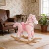 Rocking Horse, Kids Plush Animal Rocker with Realistic Neighing Sound for Toddlers 25 Years Old, Soft Filling Ride on Horse (Pink) view 1