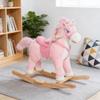 Rocking Horse, Kids Plush Animal Rocker with Realistic Neighing Sound for Toddlers 25 Years Old, Soft Filling Ride on Horse (Pink) view 3