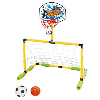 Nuiorfty Floating Basketball Hoop for Pool 2-in-1 Football Goal Pool Basketball Hoop Detachable Goal with 2 Balls for Kids an