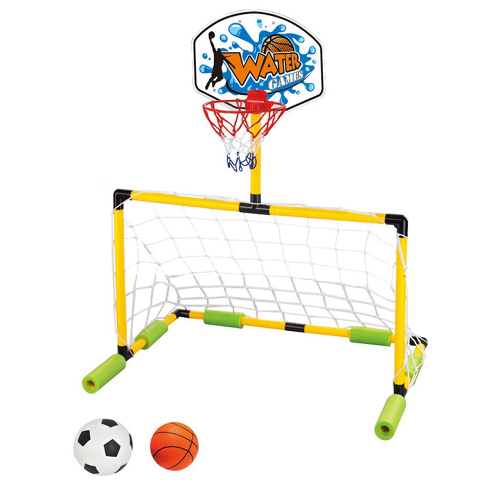Nuiorfty Floating Basketball Hoop for Pool 2-in-1 Football Goal Pool Basketball Hoop Detachable Goal with 2 Balls for Kids an