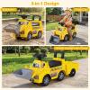 OLAKIDS 3-in-1 Ride on Bulldozer with Adjustable Bucket, Detachable Trailer, Under Seat Storage, Engine Sound, Music and Horn, Pretend Play Excavator Construction Car for Toddlers view 2