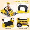 OLAKIDS 3-in-1 Ride on Bulldozer with Adjustable Bucket, Detachable Trailer, Under Seat Storage, Engine Sound, Music and Horn, Pretend Play Excavator Construction Car for Toddlers view 4