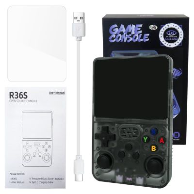 Bedaily New Version R36S Retro Handheld Video Game Console Linux System 3.5 Inch IPS Screen, 128G , 15,000+ Classic Games, for Birthday Gifts Presents - Black