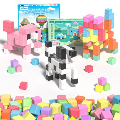 Apluses 109PCS Magnetic Blocks Set, Creative STEM Toys for Toddlers, Montessori Magnet Cubes for Kids 3-8, Sensory Learning and Play for Boys & Girl