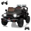 24V Ride on Toys for Big Kids, 4WD Extend Car Body, 3 Adjustable Speeds for Ages 3+, Built-in Music Player, Kids Electric Ride on Toys with Easy Assembly, Black view 1