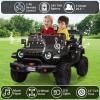 24V Ride on Toys for Big Kids, 4WD Extend Car Body, 3 Adjustable Speeds for Ages 3+, Built-in Music Player, Kids Electric Ride on Toys with Easy Assembly, Black view 3