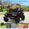 24V Ride on Toys for Big Kids, 4WD Extend Car Body, 3 Adjustable Speeds for Ages 3+, Built-in Music Player, Kids Electric Ride on Toys with Easy Assembly, Black view 4