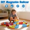 3D Infinity Cube Track Magnetic Electric Train Set for Kids 4 6 7 8,Toy Vehicle Playsets for Toddlers 3-5 Train Set Learning Gift,88 Pcs/2 car view 3