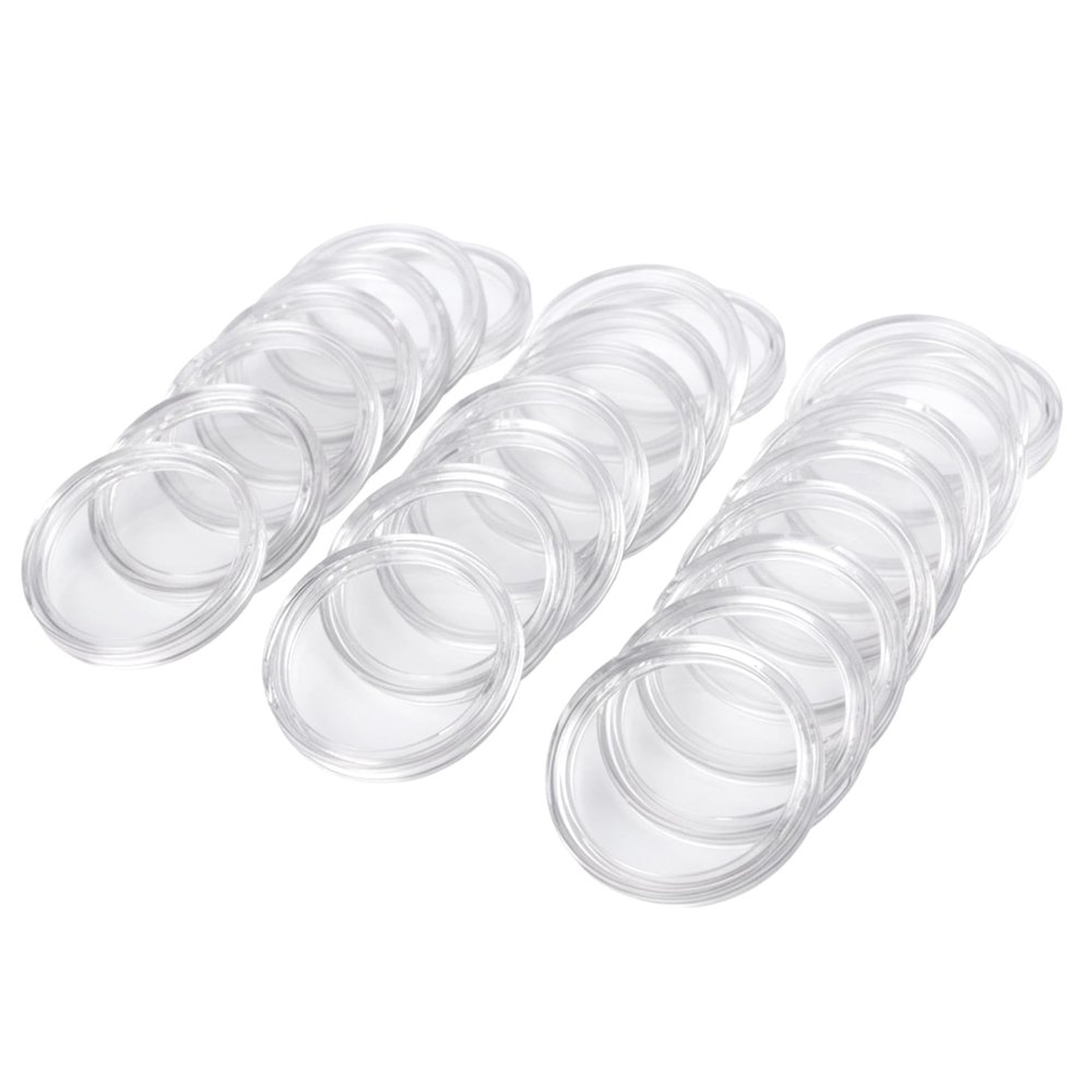 AwnsIMfreien Coin Holders for Collectors, 20PCS Plastic Coin Holders for Collectors 45mm Dia. Round Transparent Organizer with Inner Liner for Silver Dollar, Plastic