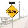 24in Solar Pedestrian Crossing Sign, Aluminum Road Traffic Blinking Street Warning Sign for Park School Urban Community C view 1