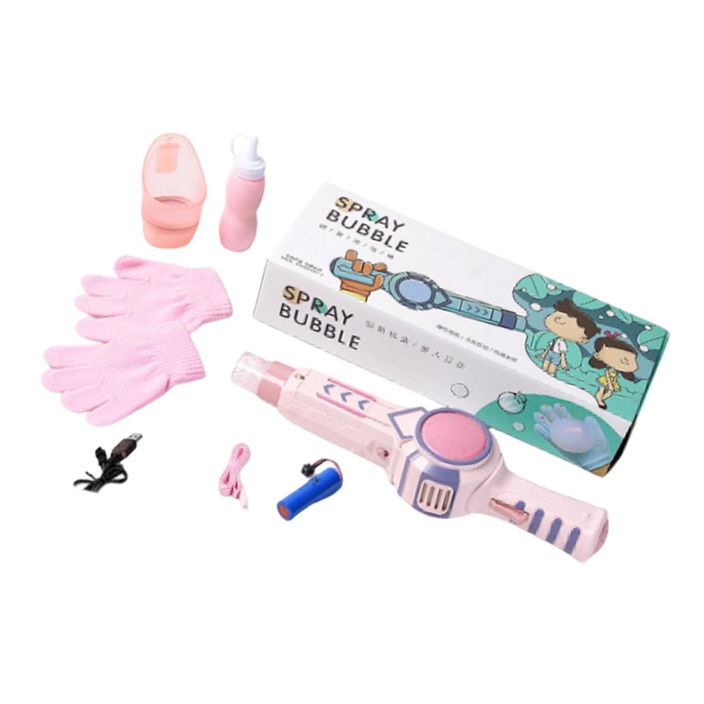 Fog Bubble Machine, Rechargeable Electric Colorful Puffpop Bubble Maker, Interactive Magics Fog Bubble-Wand with Fog Effect and Gloves Accessories for Party Play Outdoor Use