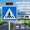 24in Solar Pedestrian Crossing Sign Flashing LED Highlight Road Traffic Blinking Street Warning Sign, for Park School Urban/Road Community B view 2