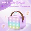 Eaever Mini Karaoke Machine for Girls 3 4 5 6 7 8 9 10 Years Old, Birthday Gift Ideas for Kids Ages 3-12, Portable Bluetooth Speaker Set with 2 Wireless Microphones fits Party Indoor&Outdoor, Purple view 3