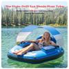 QPAU 46" Inflatable River Tube with Removable Sun Shade Canopy, Heavy-Duty Floating Tube for Adults, Ergonomic Legrest & Backrest, Waterproof Bag & Cup Holders, Ideal for Rivers, Lakes, Pools view 2