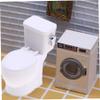 1/12 Scale Mini Plastic Dollhouse Toilet with Flush Sound, Realistic Bathroom Accessory for Dollhouse Play view 2