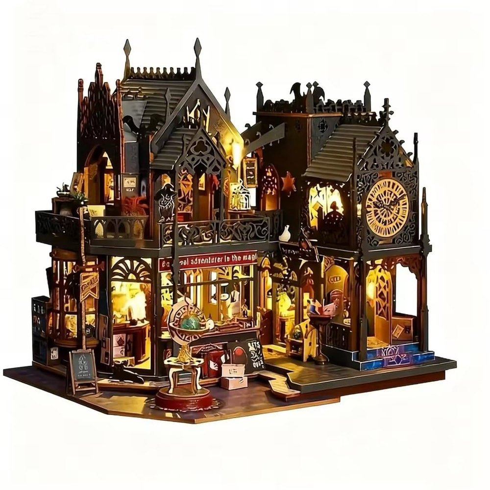 Handmade 3D Modular Magic House, DIY Retro Design Modular Building Model