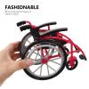 Kisangel 2 Sets Doll Wheelchair and Crutchs Ornaments, Plastic Mini Wheelchair Models for Dollhouse Miniature Doll Accessories Playset, Rosy view 3