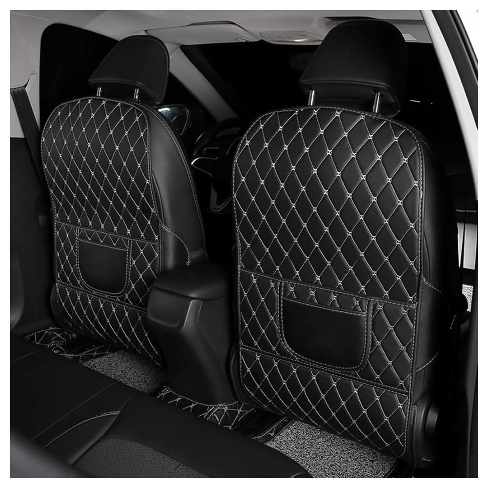 TYDXZNB Seat Back Protector for VW Jetta 19992025 2026 A7 Car Kick Mat with Storage Pocket, Waterproof Backseat Cover, Easy Clean Rear Seat Guard,Black and White