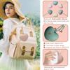 4PCS Pacifier Holder Case Set, 2pcs Silicone Portable Pacifier Pouch and 2pcs Transparent Pacifier Storage Container, Cute Heart Shape Pacifier Storage Case for Newborn BabyGreen&Blue view 2