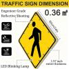 24in Solar Pedestrian Crossing Sign, Aluminum Road Traffic Blinking Street Warning Sign for Park School Urban Community A view 3
