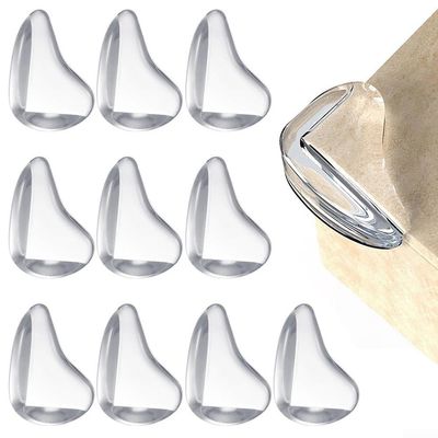 10-Pack Transparent PVC Corner Edge Guards with Strong Adhesives, Easy to Install on Tables, Cabinets, and Furniture for Child Safety