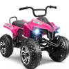 Hikole 4 Wheelers for Kids Ages 4-8-12-14, 24V 2 Seater Ride on Quad Car Toys, 4X100 Power Motor, 24'' Spacious Seat, Spring Suspension, Music, LED Lights, XL Side by Side ATV, Rose Pink view 1