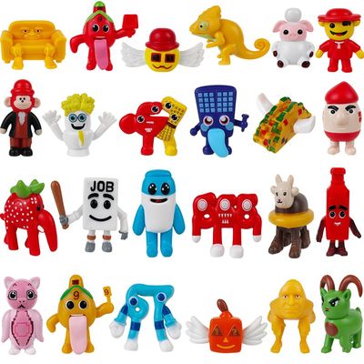 CHENZHOUZAI 24PCS Tralalero Tralala Toys, Tung Tung Sahur & More Mini Collectible Brainrot Toys for Desk Decor, BRR BRR Patapim,Meme Shark Collectible Animals Figurine Doll (Red 24Pcs)