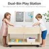Bolocon Sand and Water Activity Table for Kids, Sensory Table w/Dual Deep Sand/Water Bins & 2 Bottom Storage Compartment & Lockable Casters, Indoor/Outdoor Activity Play view 3