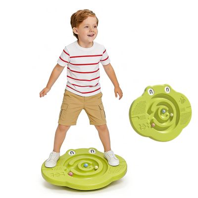 XZRWDC Kids Maze Balance Board, Labyrinth Wobble Balance BBoard with 3 Balls, Load 165lb, Plastic Rocker Seesaw for Balancing Sensory Exercise and Physical Therapy, 18.3 x 14.2 Inch,Green