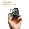Dwi Dowellin Mini 1/64 RC Forklift Toy, 7 Channel 2 Mode Remote Control Forklift Truck, 2 in 1 Transformable Lift Fork & Hook with Lights & Sounds for Adults Kids Boys and Girls(Green) view 3