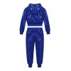 2Pcs Girls Dance Outfits Cropped Sequin Jacket Pants Set, Kids Hip Hop Dance Clothes for 80s 90s Party(Blue, 9-10 Years) view 3