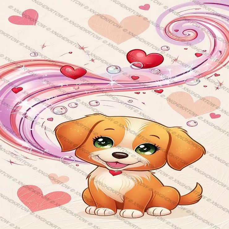 Adorable Puppy in Sparkling Heart Design Valentines Day 1000 Piece Puzzle Wooden Jigsaw Puzzle for Adults Portable Puzzle Boards Birthday Gift for Mom