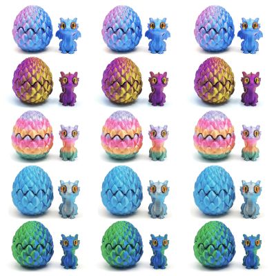 Iceacrin 15PCS Mini 3D Printed Dragon Eggs with Dragons Inside, Cool 5-Color Gradient Crystal Fidget Toys, 3D Printed Dragon Valentines, Easter Basket Stuffers for Boys, Kids & Teens