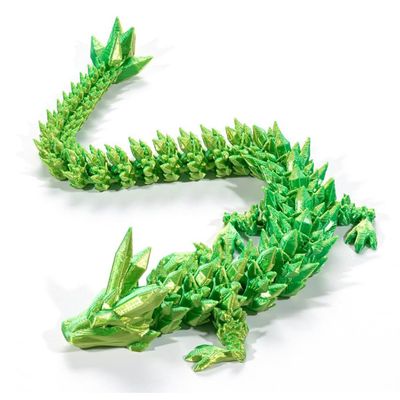 3D Printed Dragon, Ariculated Crystal Dragon, Flexible Fidget Toy for Festival, Home Decoration, Executive Desk Decorations (Emerald Green)