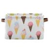 CWUPZAY Cute Ice Cream Storage Basket Canvas Fabric Collapsible Storage Bins Box Organizer Waterproof for Home Bedrooms 1 Pack view 1