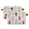 CWUPZAY Cute Ice Cream Storage Basket Canvas Fabric Collapsible Storage Bins Box Organizer Waterproof for Home Bedrooms 1 Pack view 2