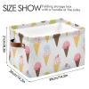CWUPZAY Cute Ice Cream Storage Basket Canvas Fabric Collapsible Storage Bins Box Organizer Waterproof for Home Bedrooms 1 Pack view 4