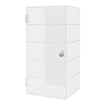 24x24x50cm 5-Tier Acrylic Display Case, Clear Countertop Showcase Box with Shelves, Lockable Lucite Cabinet for Collectibles Figures Jewelry, Retail Store Tabletop Decoration, Stackable Dustproof