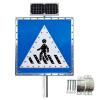 24" Solar Powered Traffic Sign, LED Flashing Pedestrian Crossing Sign for Park, School Zones, Aluminum Reflective Warning Signs B view 1