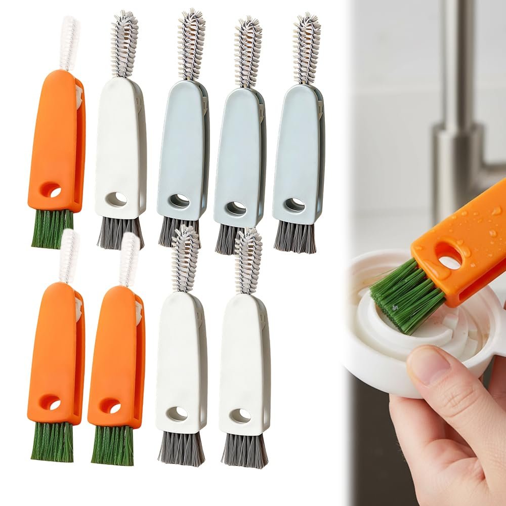 2026 New 3 in 1 Cup Lid Cleaning Brush Set, 12PCS Multifunctional Bottle Crevice Portable Cup Lid Cleaning Brushes, Crevice Cleaning Brush, Home Kitchen Crevice Brush Tools (Colorful*3)